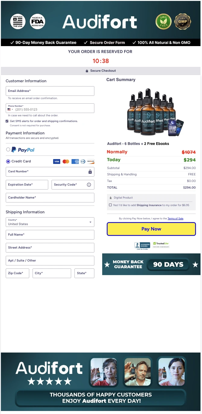 Audifort order page